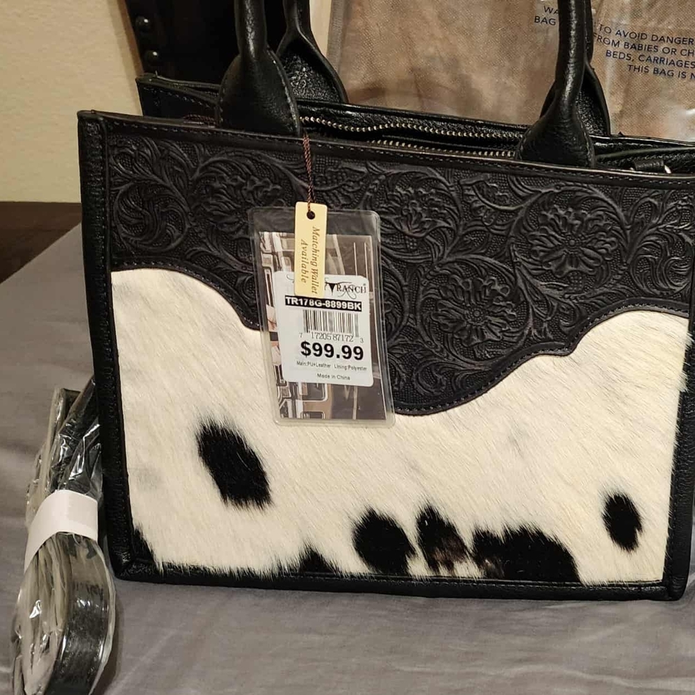 Chic Black and White Cowhide Tote